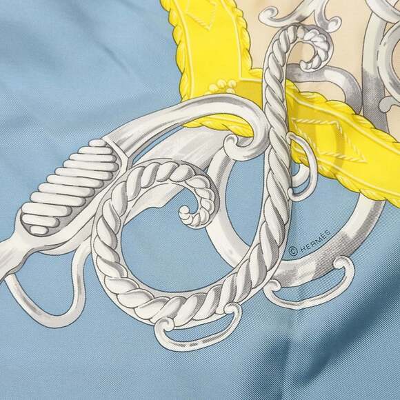 HERMES Blue Silk Scarf - Picture 7 of 11